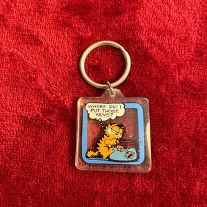 Vintage 1978 Garfield Keychain Where Did I Put Those Keys Acrylic United Feature